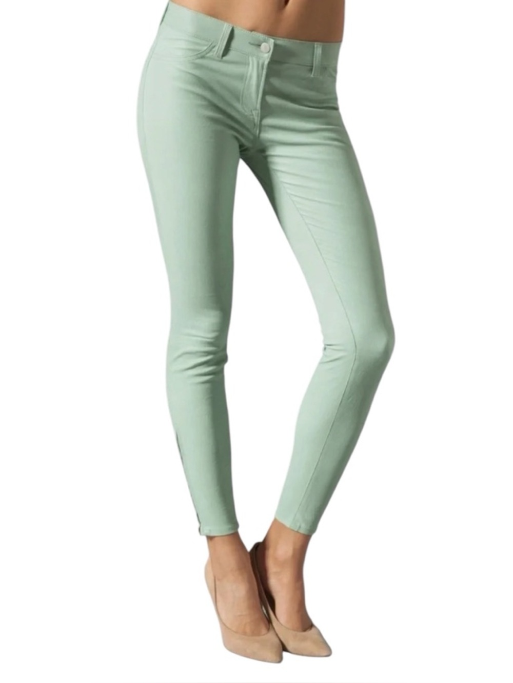 J Brand Lamb Leather Super Skinny Menthol Mint Green Legging Pants Size 25‎